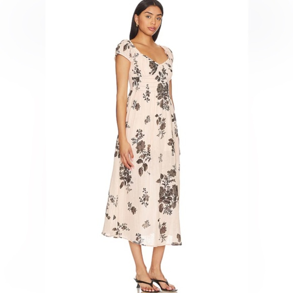 NWOT Free People Forget me not midi dress in peach combo
